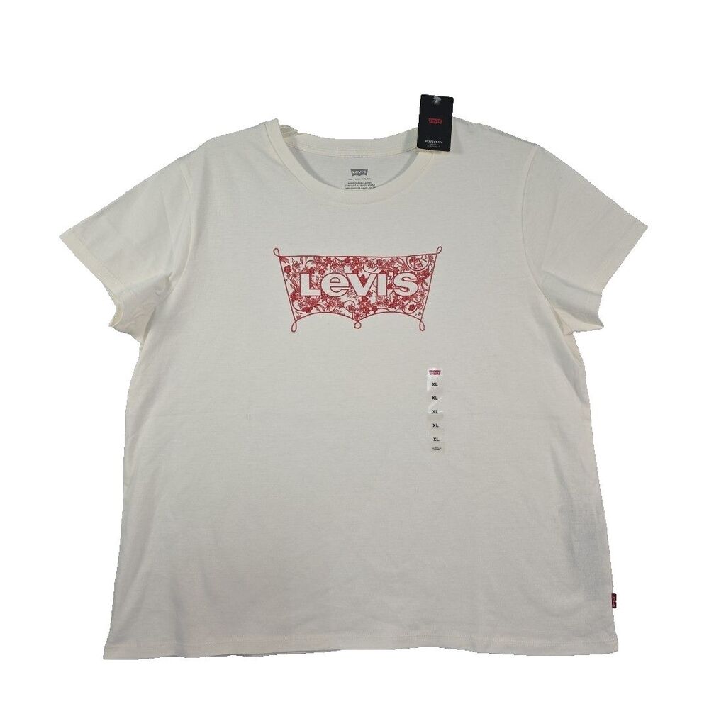 Levi's Perfect Tee Standard Fit T-Shirt Women's Size XL Floral Spellout Target